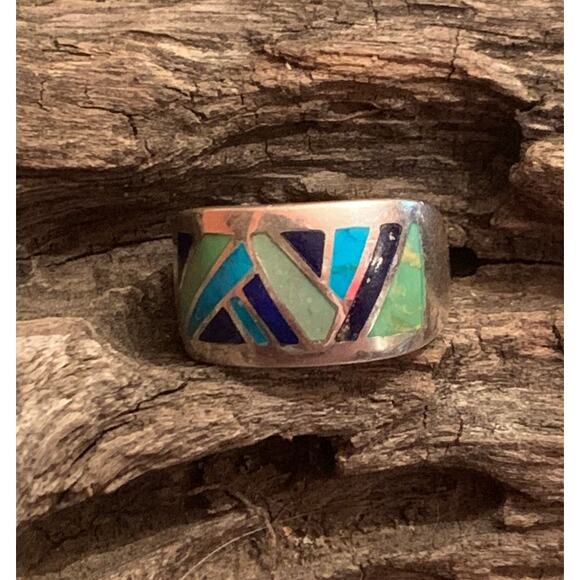 Sterling Silver Inlayed Ring - Picture 1 of 6